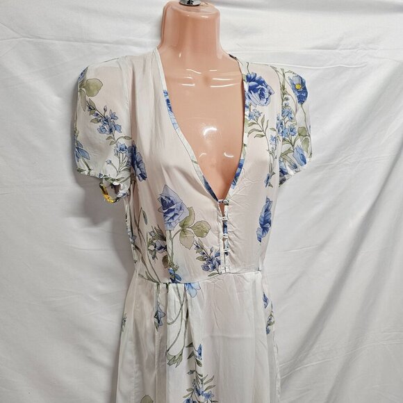 Alice McCall Floral Midi Dress Women Size 6 White Side Zip - Picture 3 of 15